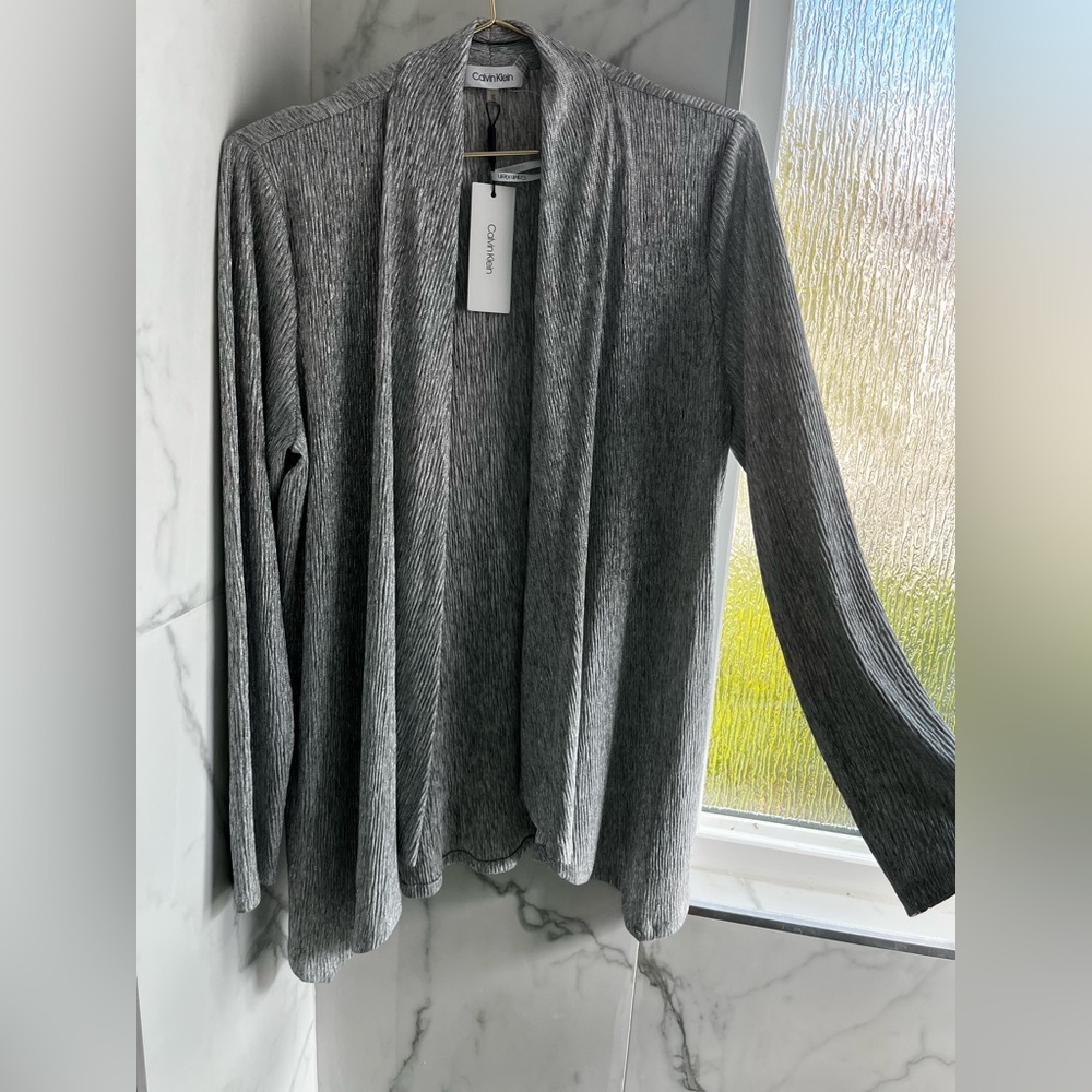 NWT Calvin Klein silver cardigan